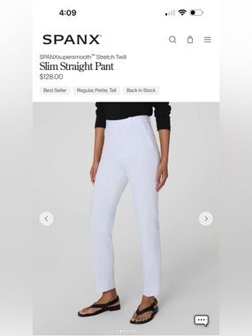 SPANX White Slim Straight Pants XL, Petite
